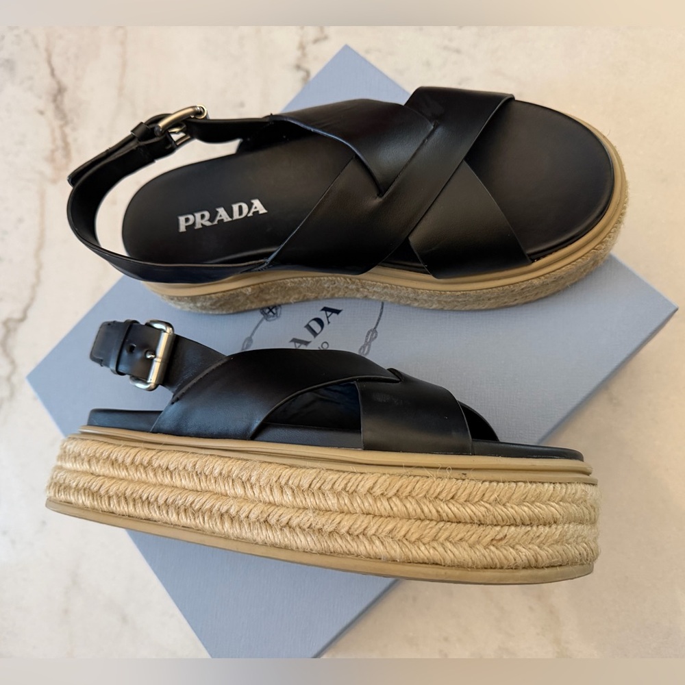 Black leather Platform Sandals - Picture 5 of 8